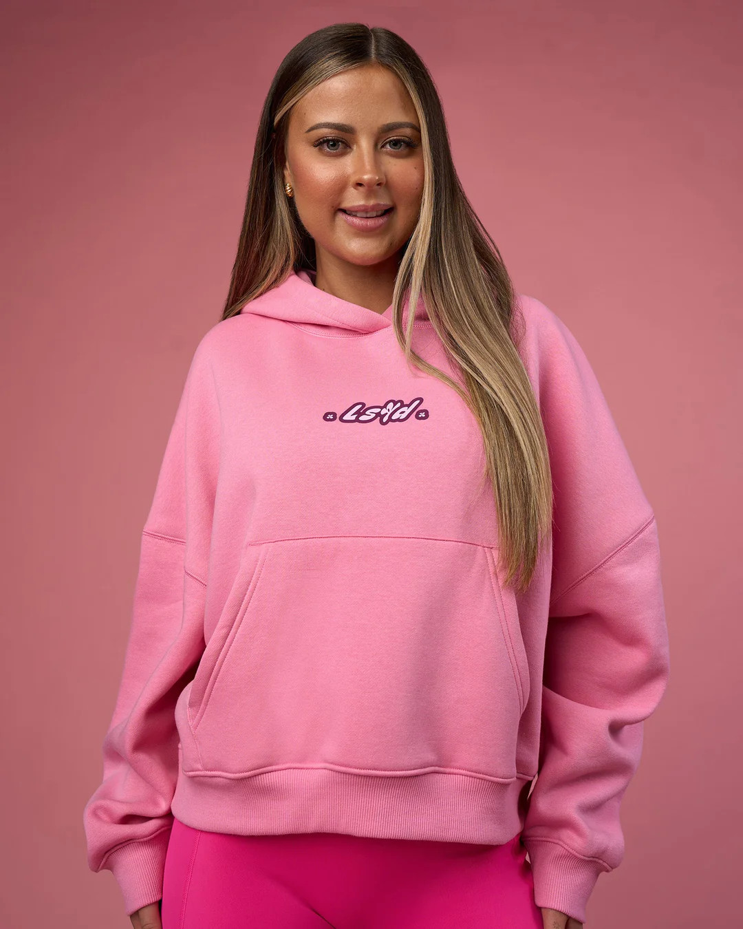 We Rise Post Train Cropped Hoodie - Candy Pink-Plum Caspia | LSKD | LSKD