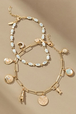 Beaded Charm Anklets, Set of 2 | Anthropologie (US)