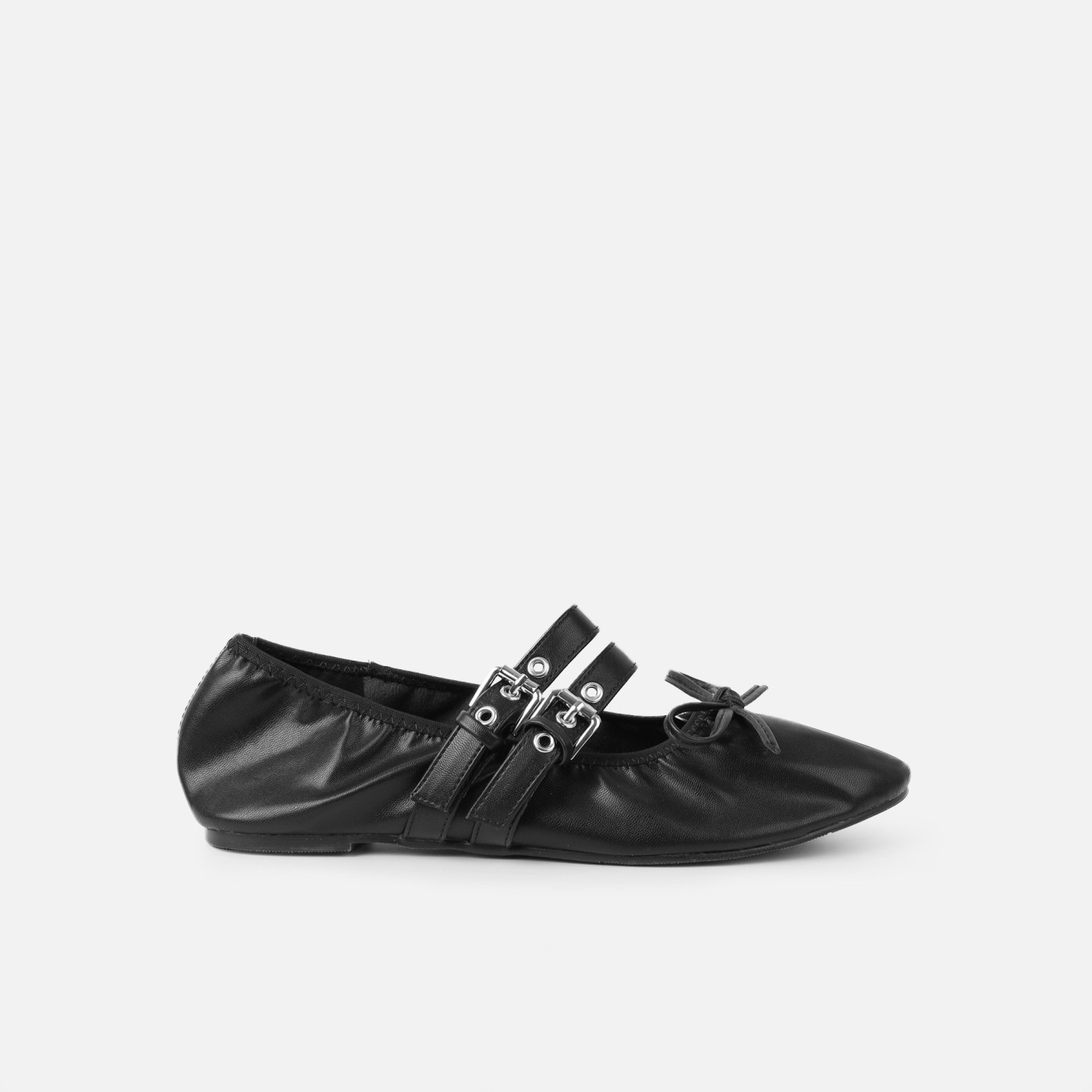 Octavio Black Scrunch Ballet Flats | Simmi Shoes