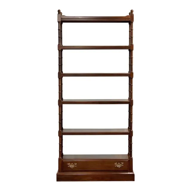 Ethan Allen Georgian Court Cherry Etagere Bookshelf With Drawer | Chairish