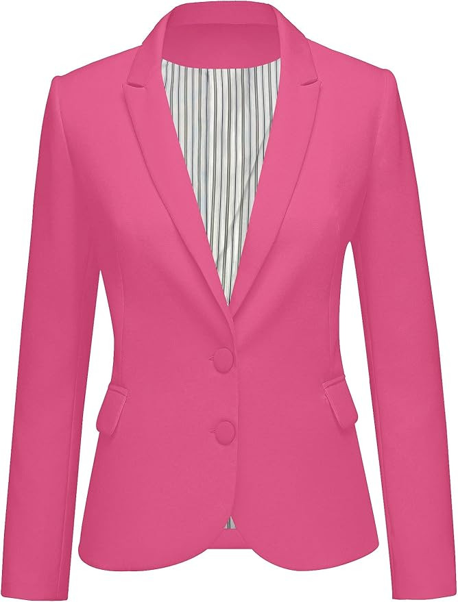 LookbookStore Womens Notched Lapel Pockets Button Work Office Blazer Jacket Suit | Amazon (US)