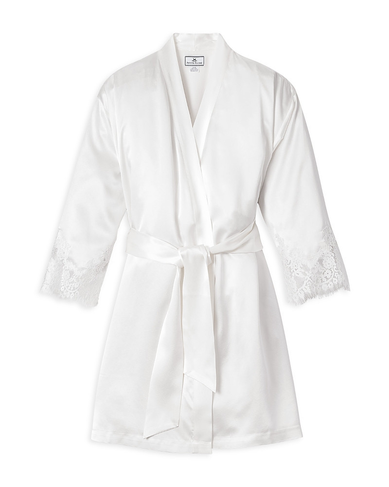 Petite Plume White Silk Lace Robe | Bloomingdale's (US)