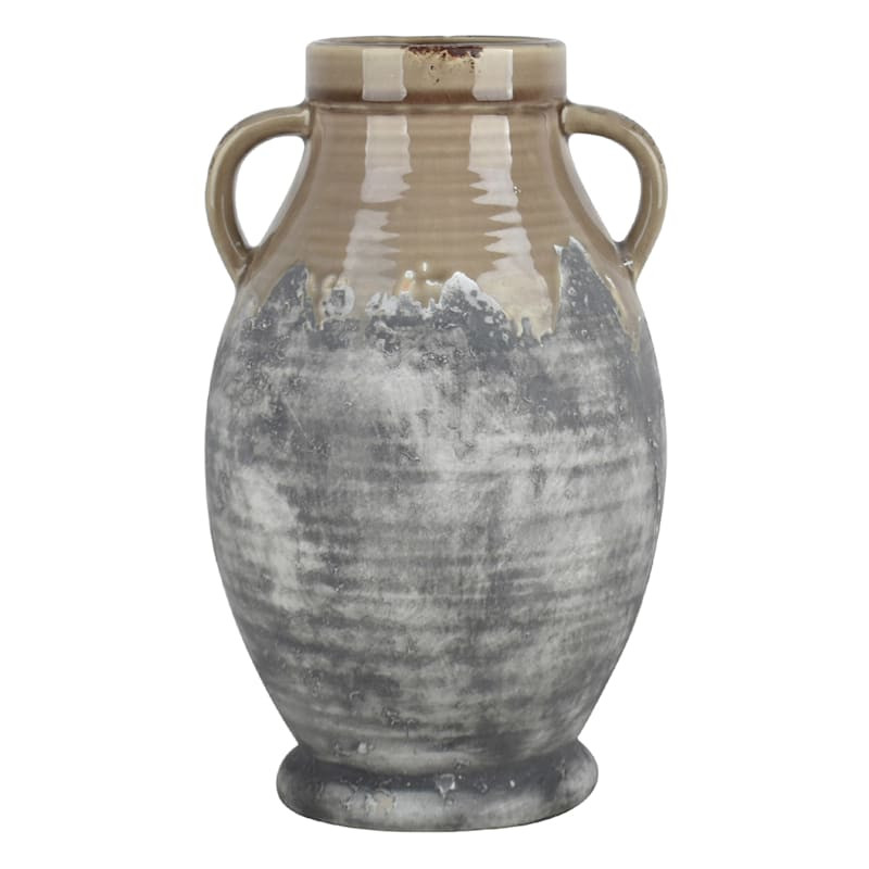 Tan & Grey Reactive Glaze Vase, 11.7" | At Home