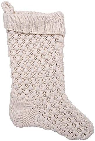 Creative Co-Op Cotton Knit Thick Texture Stocking, Cream | Amazon (US)