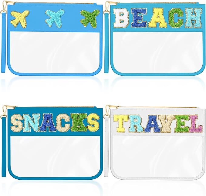 Remerry 4 Pack Clear Chenille Letter Bag Monogram Cosmetic Makeup Bag Travel Snack Beach Stuff Pa... | Amazon (US)