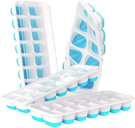 DOQAUS Ice Cube Trays 4 Pack, Easy-Release Silicone and Flexible 14-Ice Cube Trays with Spill-Res... | Amazon (US)