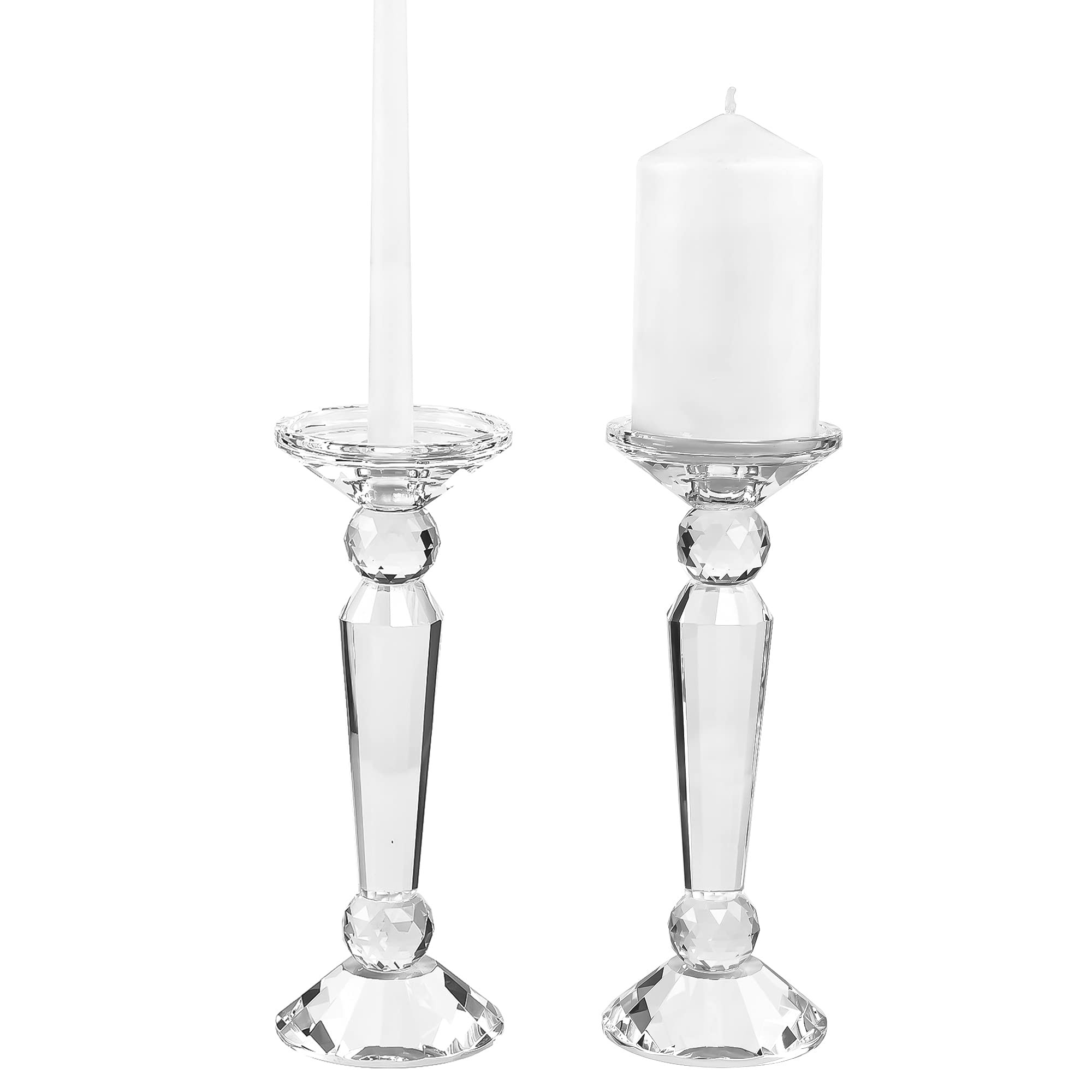 Kitcom 2-Pack Crystal Candle Stick Holders for Home Decor, Clear Crystal Taper/Pillar Candles Hol... | Amazon (US)