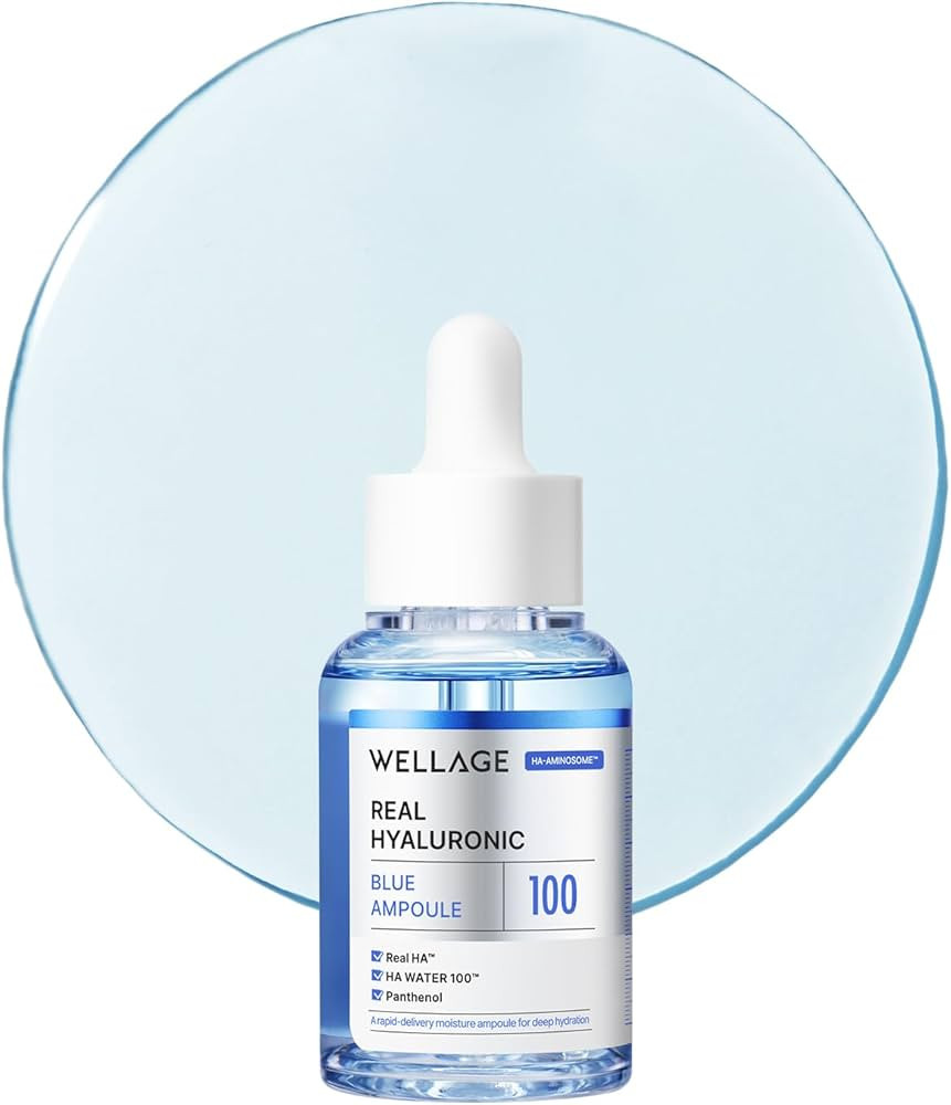 WELLAGE Real Hyaluronic Blue Ampoule 100, Korean Skincare, Fragrance Free Hyaluronic Acid Serum w... | Amazon (US)