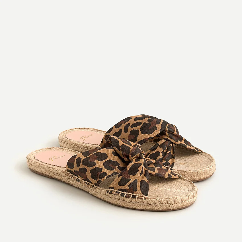 Twisted-knot espadrille sandals in leopard canvas | J. Crew US