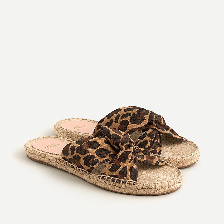Twisted-knot espadrille sandals in leopard canvas | J.Crew US