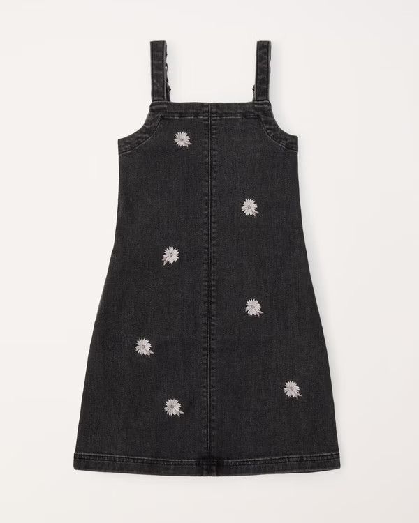 denim embroidered layerable dress | Abercrombie & Fitch (US)