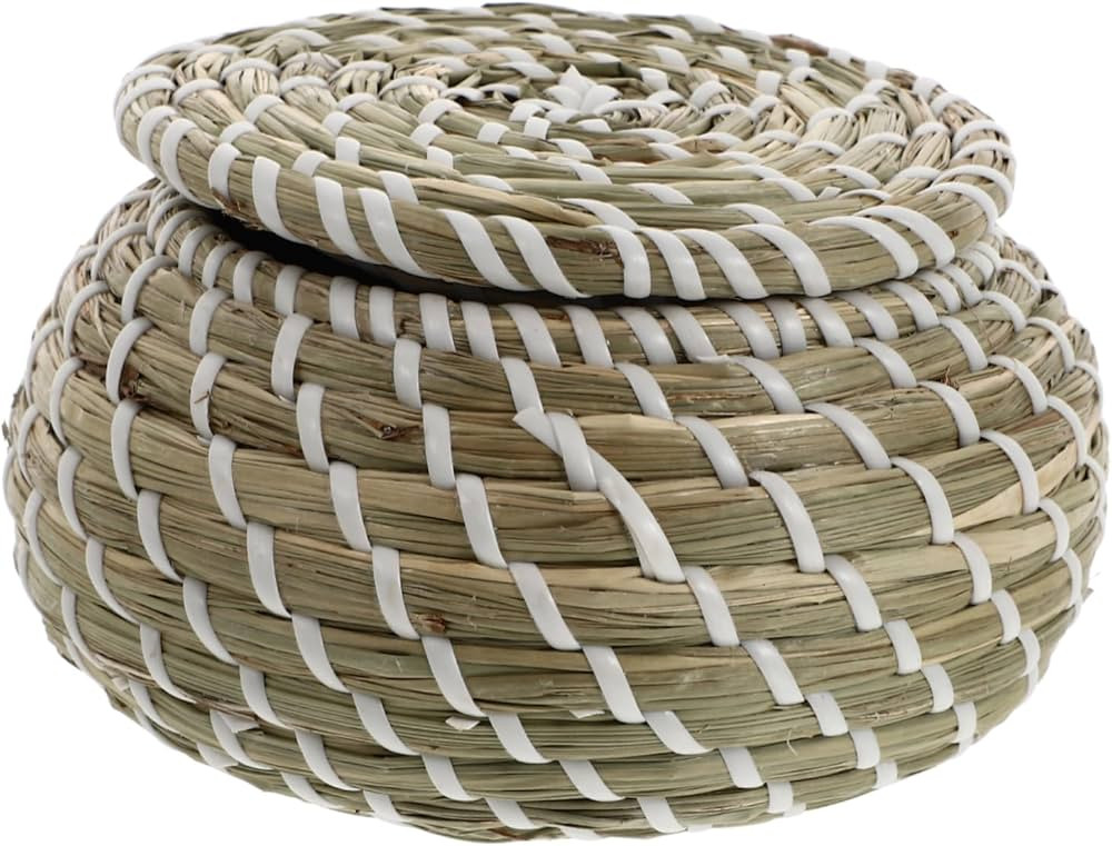 Zerodeko Box storage box chess box seaweed wicker bread baskets round basket with lid | Amazon (US)
