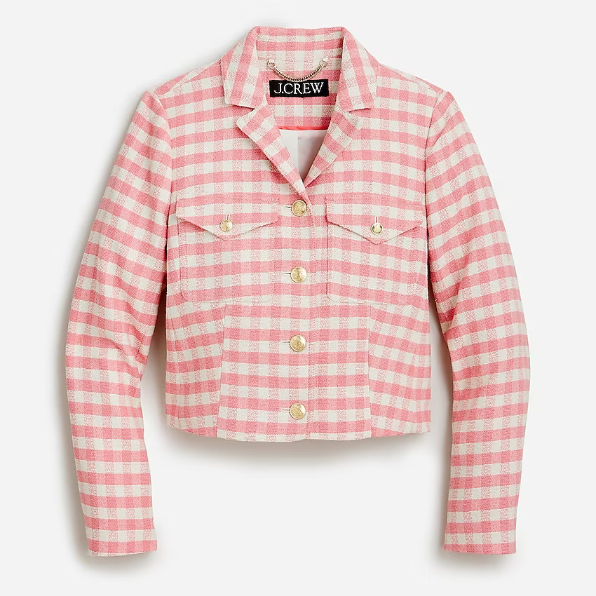 Collared lady jacket in gingham terry tweed | J. Crew US