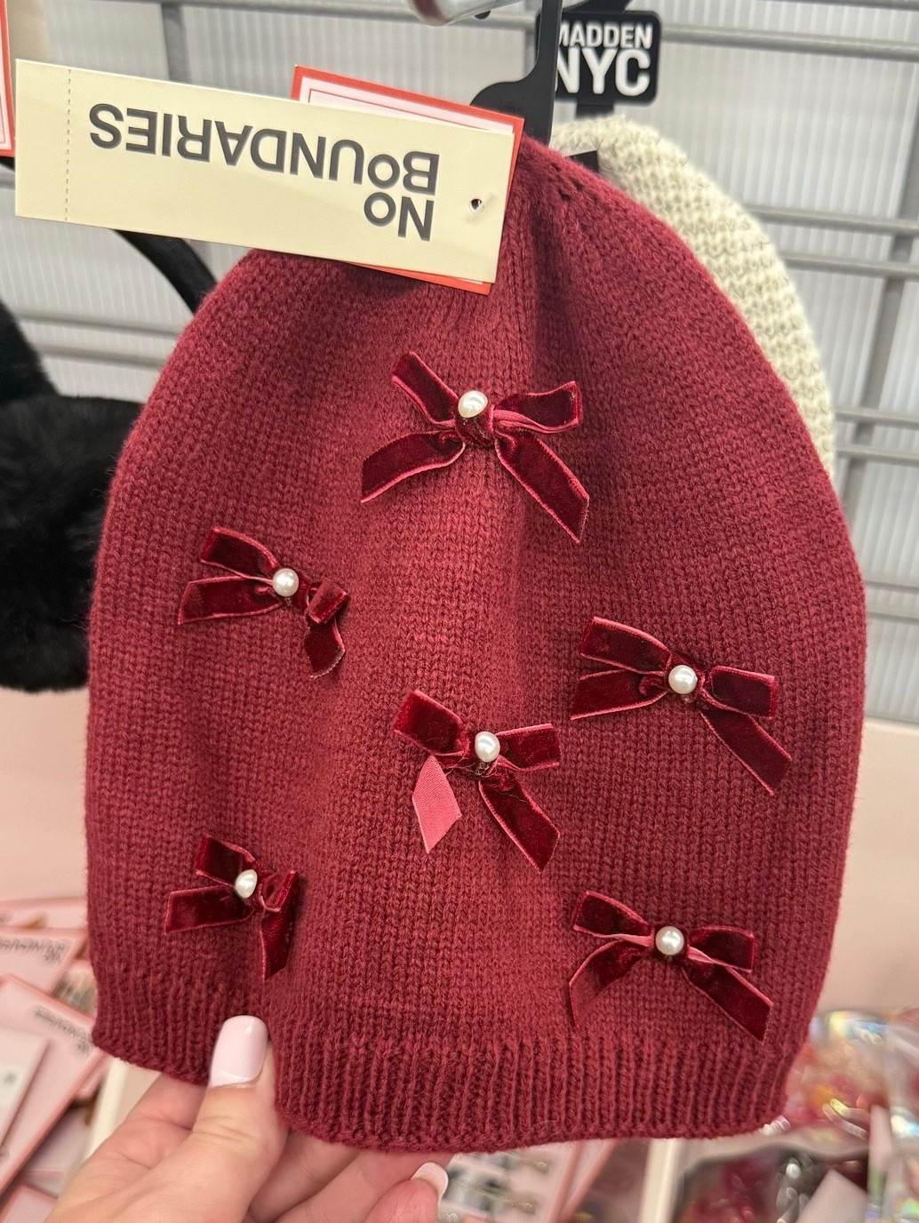  No Boundaries Velvet Bow Beanie – Sparkling Merlot

This velvet bow beanie is such a cute winter accessory for cold days. The sparkling merlot color adds a festive touch, making it perfect for holiday outfits, winter accessories, and cozy cold-weather style.

#LTKSeasonal #LTKootd #LTKFindsUnder50