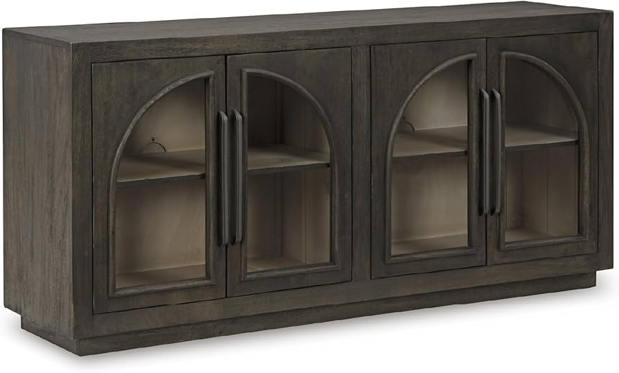 Signature Design by Ashley Dreley Classic 4-Door Accent Cabinet, Dark Brown with 2 Shelves, Arche... | Amazon (US)