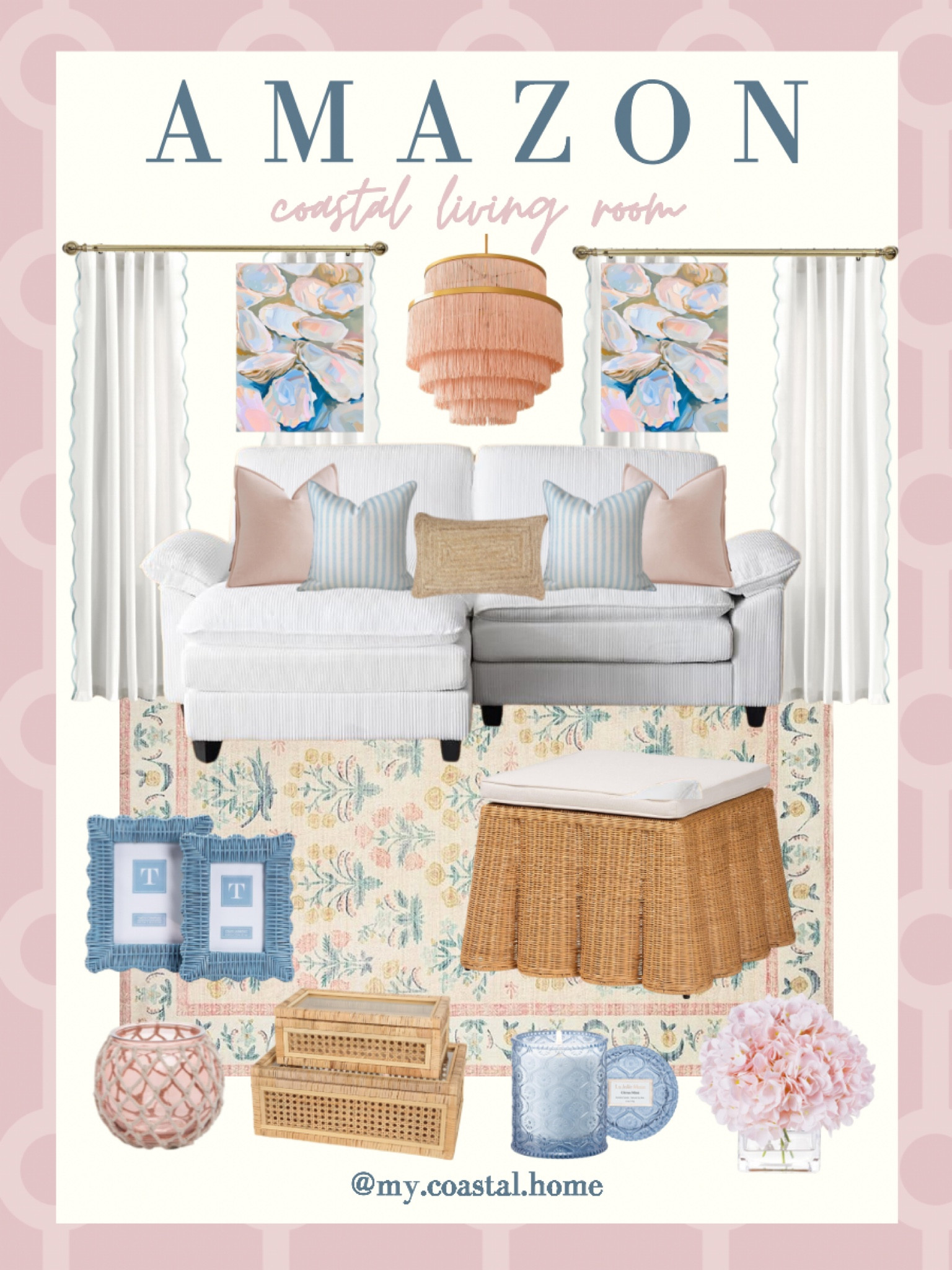Amazon Coastal Living Room 🎀 Amazon home, Amazon decor, Amazon finds, Amazon home styling, Amazon decor, coastal home, coastal decor, coastal grandmother, pink decor, pink home, neutral decor 

#LTKHome #LTKStyleTip #LTKFindsUnder50