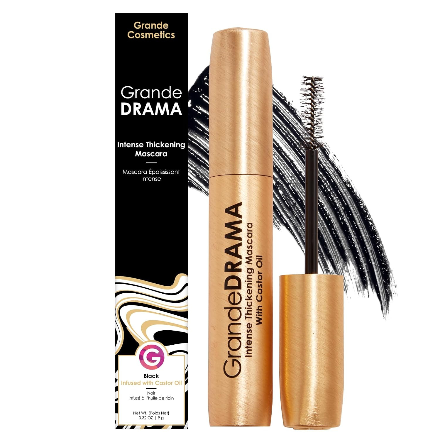 Grande Cosmetics GrandeDRAMA Intense Thickening Mascara with Castor Oil, Volumizing, Conditioning... | Amazon (US)