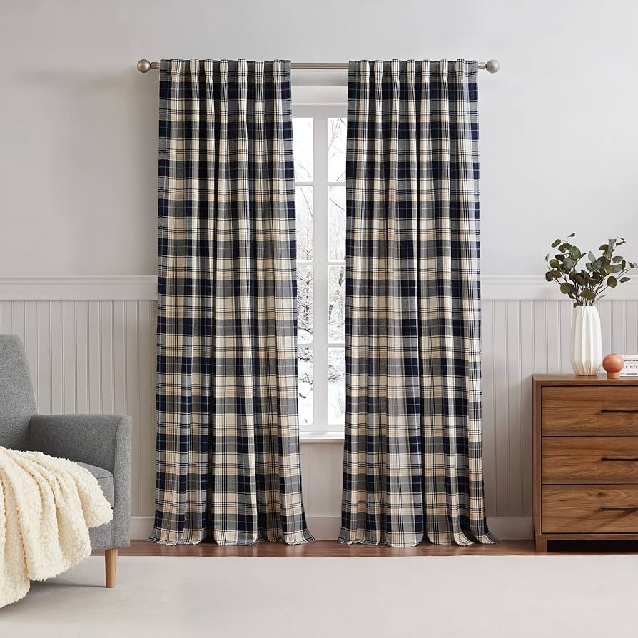 G.H. Bass & Co. Plaid Curtains - Lakeview - 2 Panels 50 x 84 Inches - Light Filtering Window Curt... | Amazon (US)