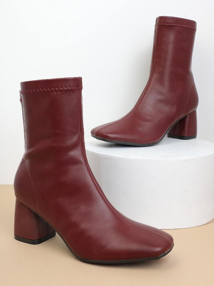 Square Toe Chunky Heeled Classic Boots | SHEIN