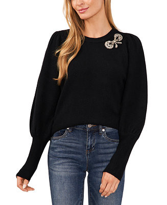 Women's Rhinestone Bow Crew Neck Sweater | Macy's
