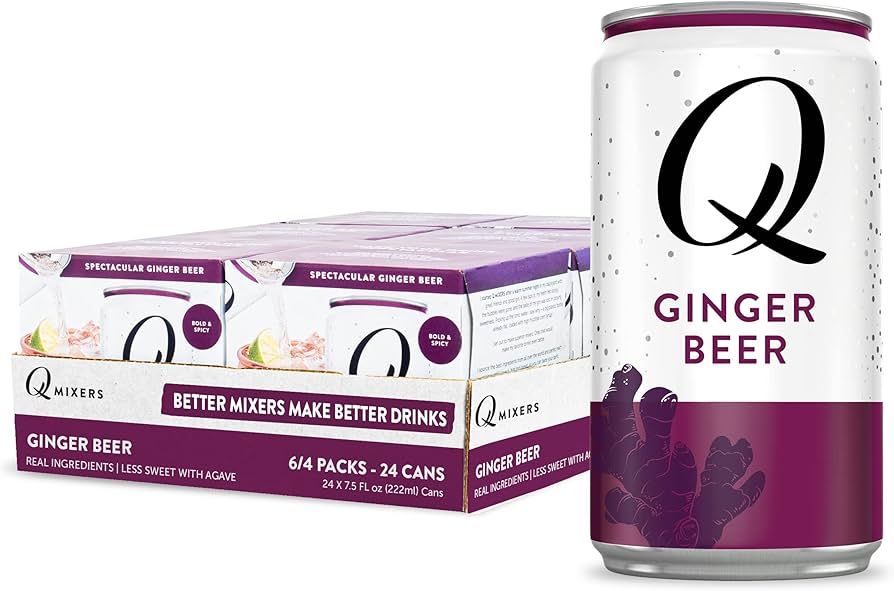 Q Mixers Premium Ginger Beer, Premium Cocktail Mixer Made with Real Ingredients, 7.5 Fl oz (Pack ... | Amazon (US)