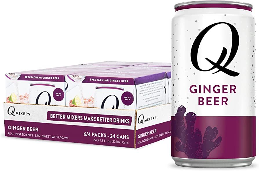 Q Mixers Premium Ginger Beer, Premium Cocktail Mixer Made with Real Ingredients, 7.5 Fl oz (Pack ... | Amazon (US)