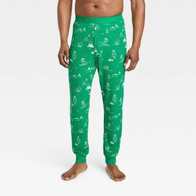 Men's Ski Scene Matching Family Thermal Pajama Pants - Wondershop™ Green | Target