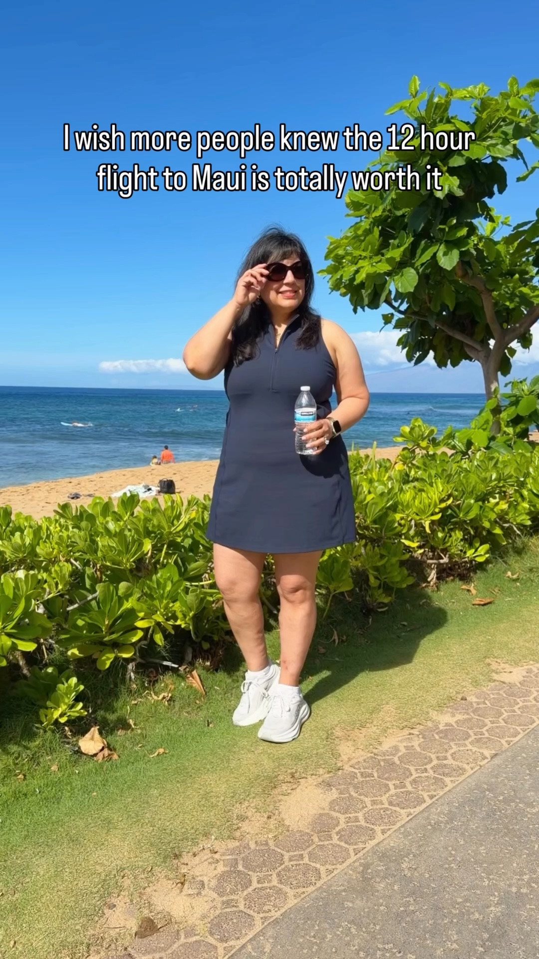 Zella dress size large. Hoka sneakers true to size. Lululemon no show socks. Prada sunglasses. Kendra Scott necklace. 

#LTKPetite #LTKOver40 #LTKMidsize