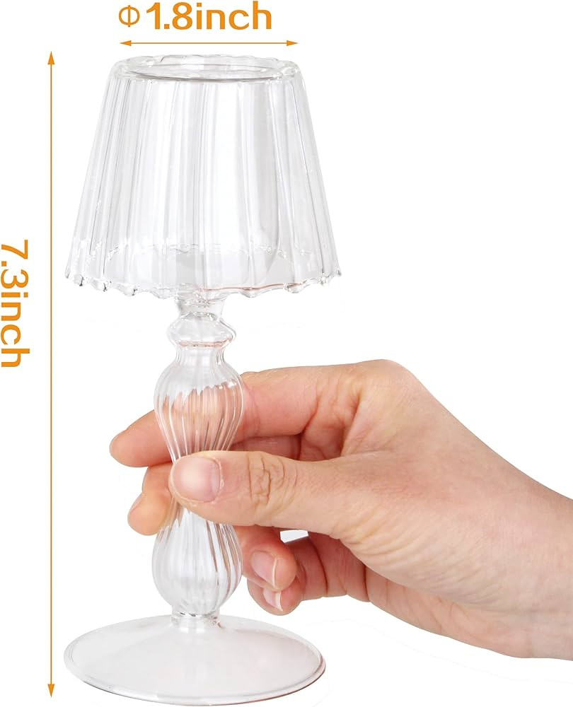Desk Lamp Shaped Glass Candle Holder - Glass Hurricane Candleholder Crystal Decorative Candle Sta... | Amazon (US)