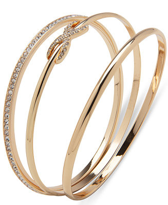 Gold-Tone 3-Pc. Set Pavé Infinity Bangle Bracelets | Macy's