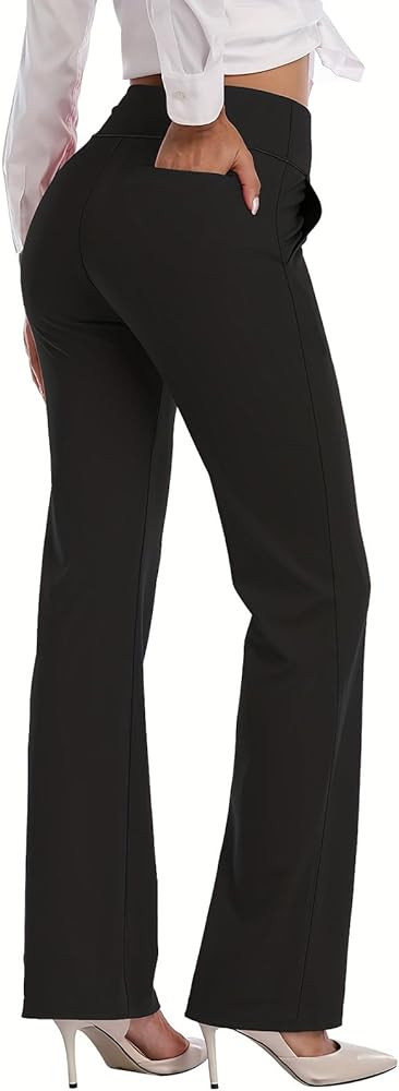 HISKYWIN Inner Pocket Yoga Pants 4 Way Stretch Tummy Control Workout Running Pants, Long Bootleg ... | Amazon (US)