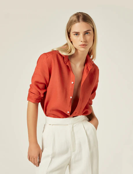 The Boyfriend: Linen, Cardinal Red | With Nothing Underneath