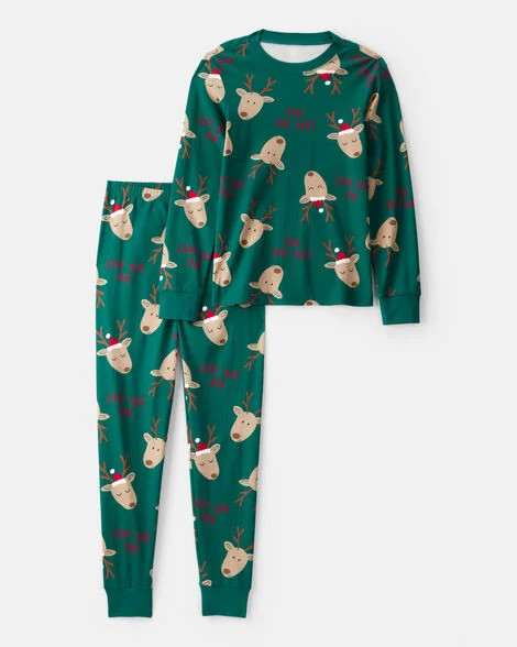 Carter's Adult Reindeer 100% Cotton Snug Fit 2-Piece Pajamas - Green XXL Green | Carter's Inc