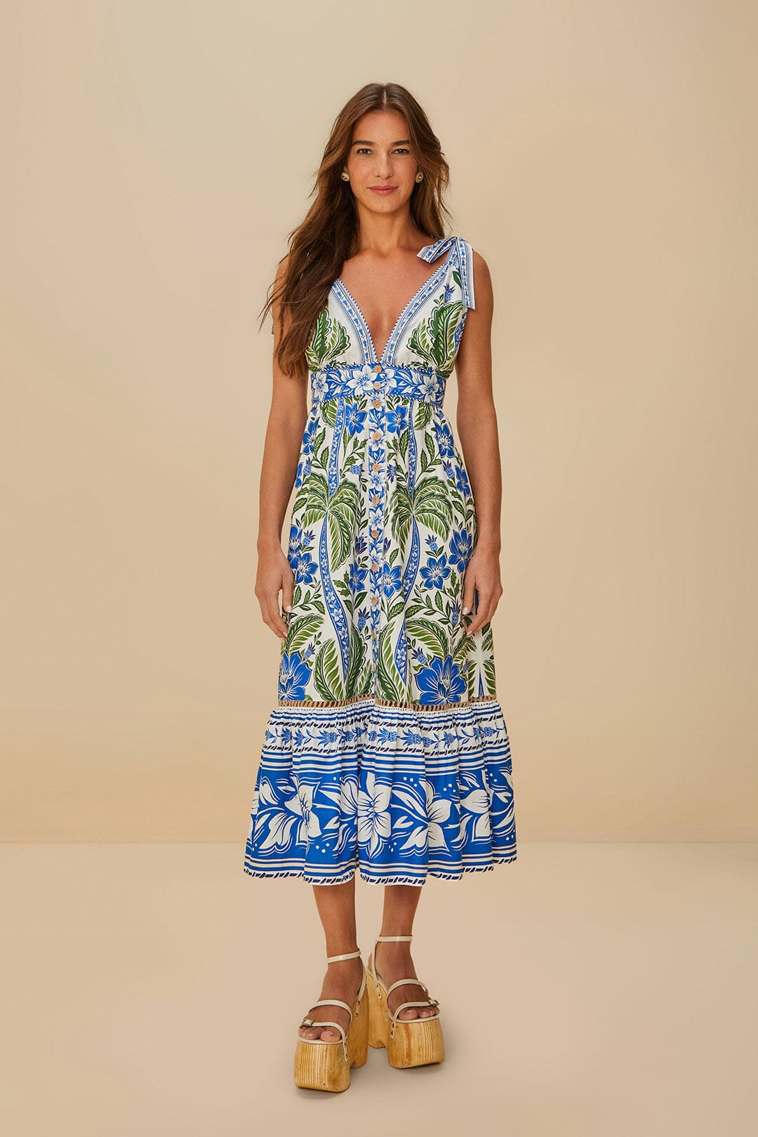 Off-White Tropicance Organic Cotton Midi Dress | FarmRio (US)