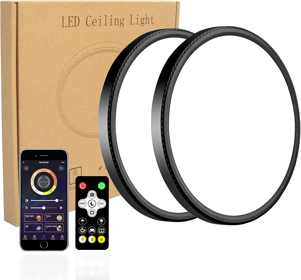 Dimmable LED Flush Mount Ceiling Light,12inch 28W High Bright 3100lm,Smart app Control,Super Slim... | Amazon (US)