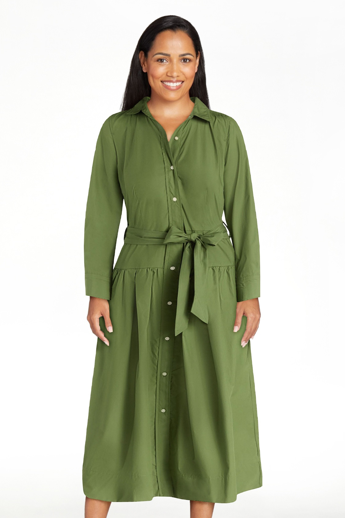Free Assembly Women's and Women’s Plus Belted Cotton Maxi Shirtdress with Long Sleeves, Sizes X... | Walmart (US)