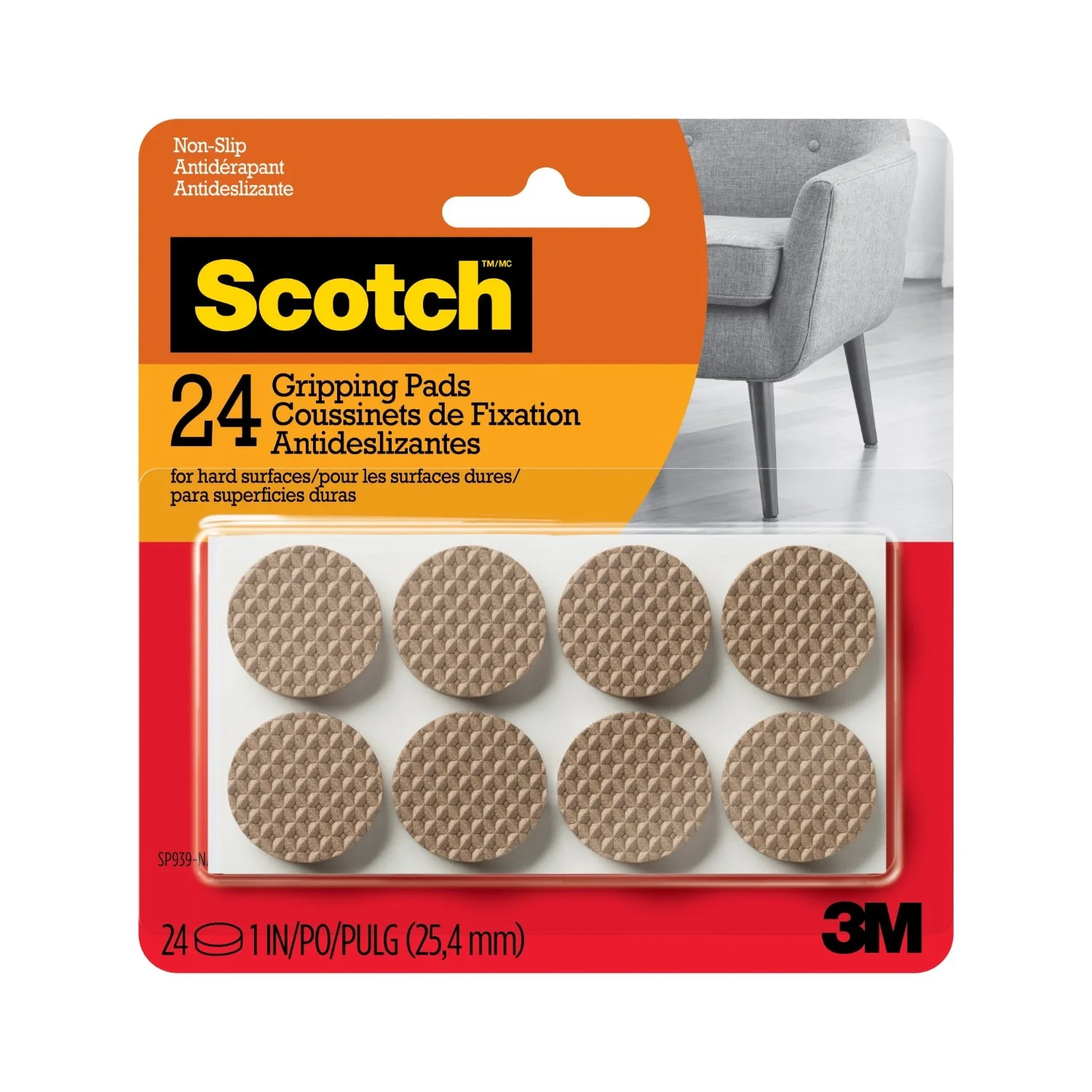 Scotch Gripping Pads, Round, No Slip Furniture Pads, 1 in, 24 Pack | Walmart (US)