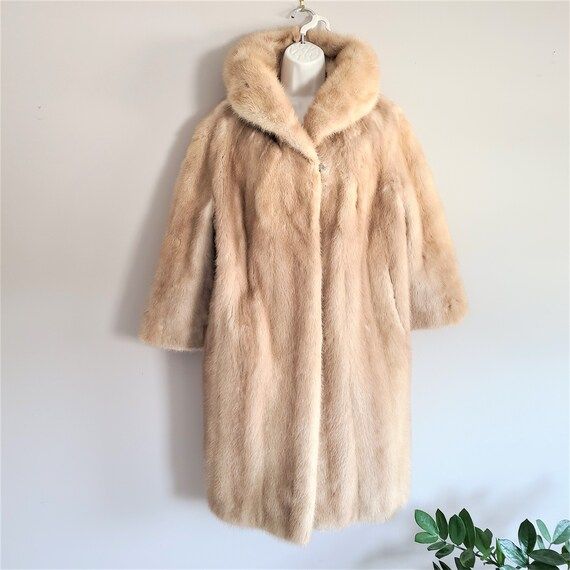 Vintage light color genuine mink long coat. | Etsy (US)
