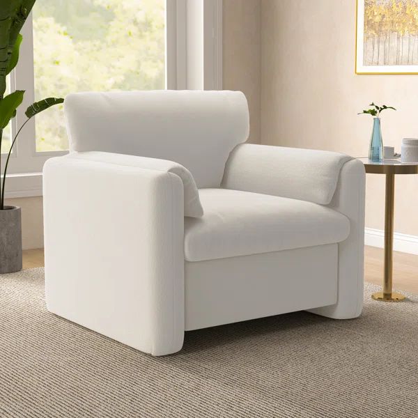 Jovann 38.5'' Wide Modern Super Soft Chenille Accent Chair with Padded Armrest | Wayfair North America