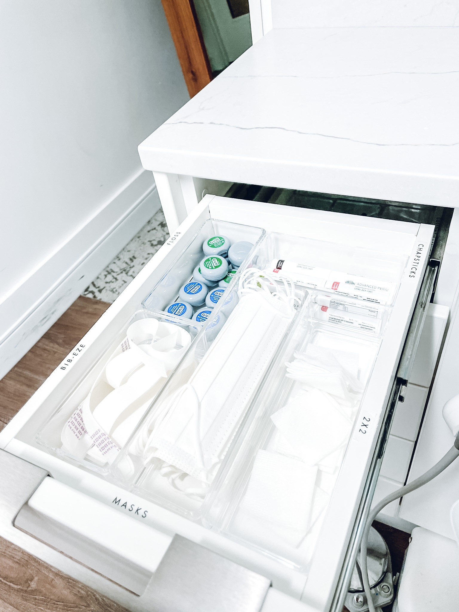 Dental office organization✨ Luxe Acrylic Stacking Drawer Organizers Clear Set Of 5. GUM Fine Waxed Dental Floss.