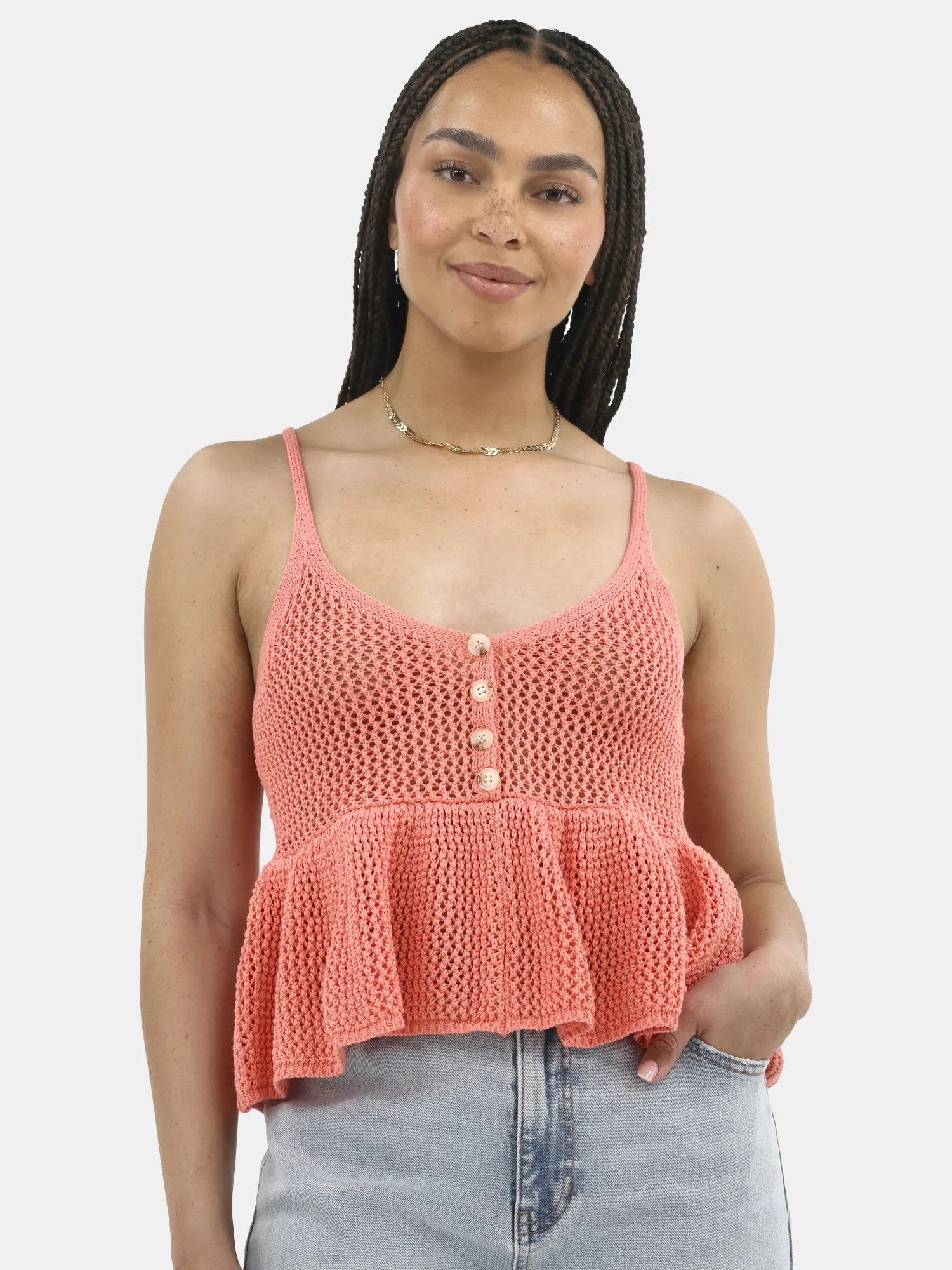 No Boundaries Peplum Sweater Tank Top, Women's | Walmart (US)