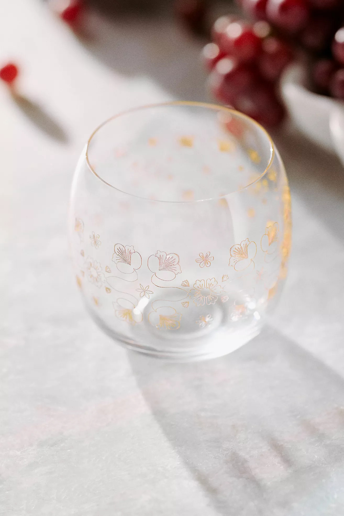 Floral Stemless Wine Glasses, Set of 4 | Anthropologie (US)