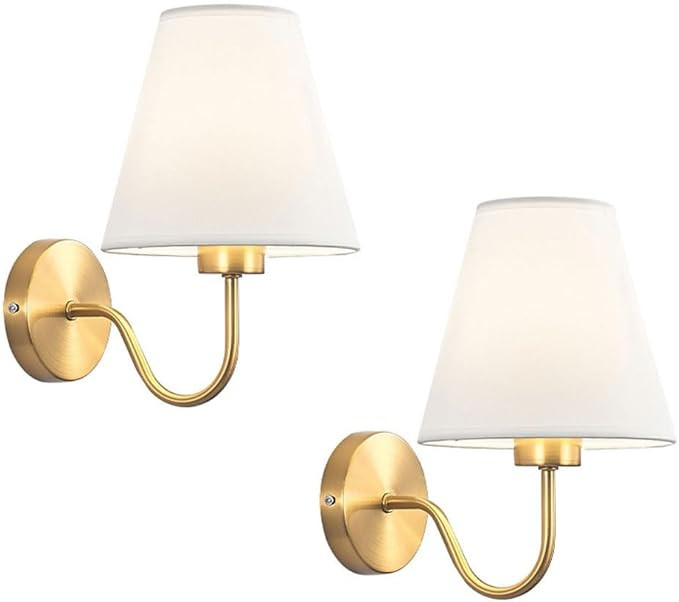 Vintage Wall Sconce Set of 2, Rustic Bedside Wall Lamp Indoor Decor Wall Light Fixture with Fabri... | Amazon (US)