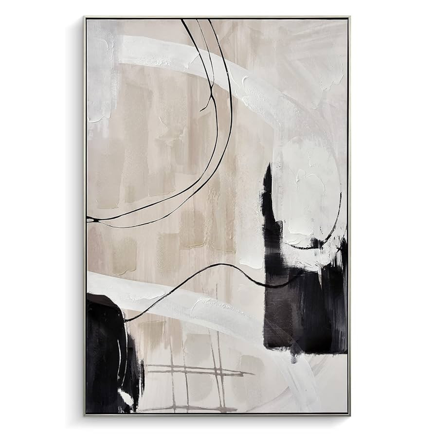 Creoate Framed Wall Art, Abstract Hand Painted Painting Texured Canvas Print Artwork Neutral Wall... | Amazon (US)