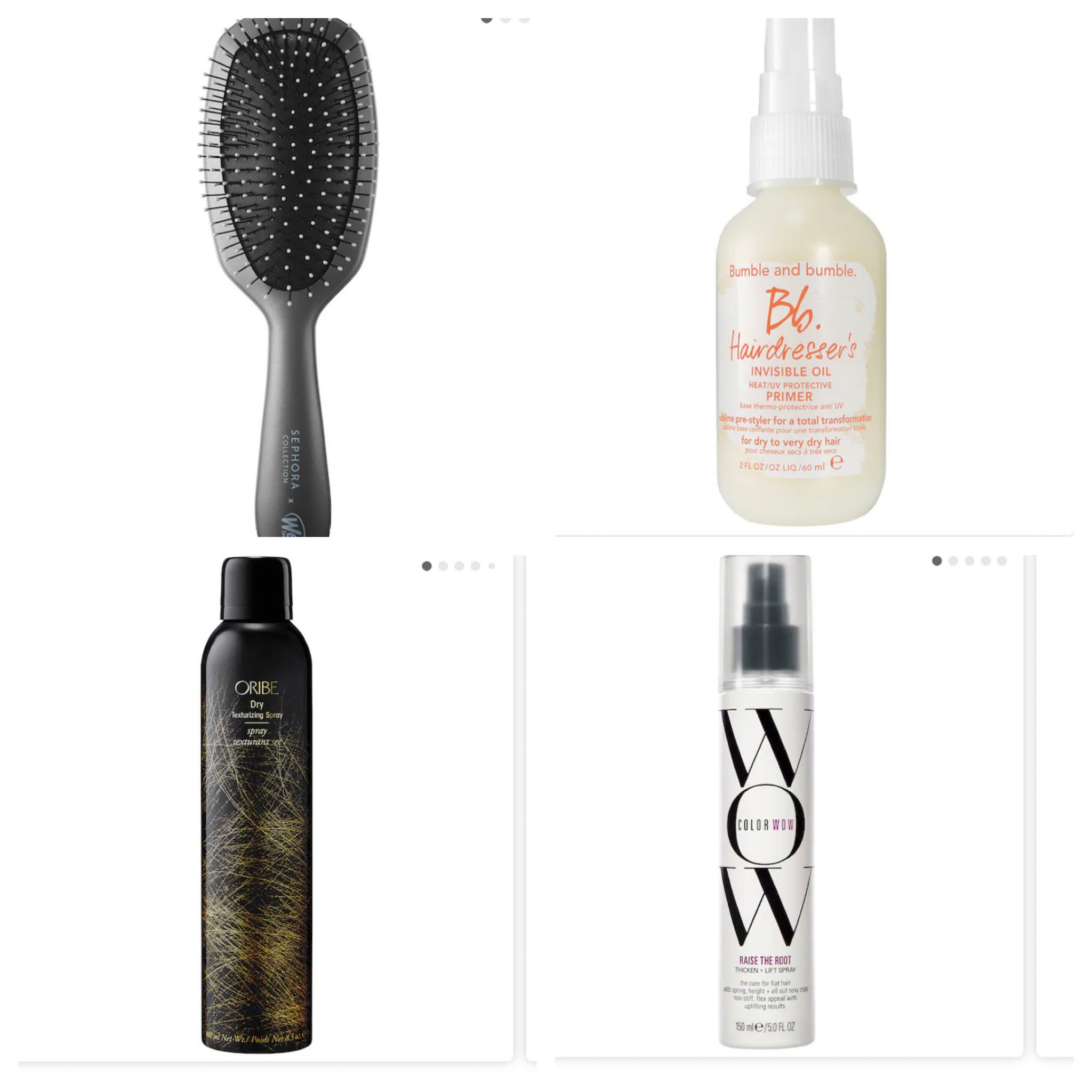 Sephora hair staples. Brush hair after shower, spray the invisible oil, spray wow instant root lift to roots, blow dry and style, use texturize spray for extra volume and into curls. Just trust me, you’ll hold your style for days and it extends days in between washes. 

#LTKGiftGuide #LTKbeauty
