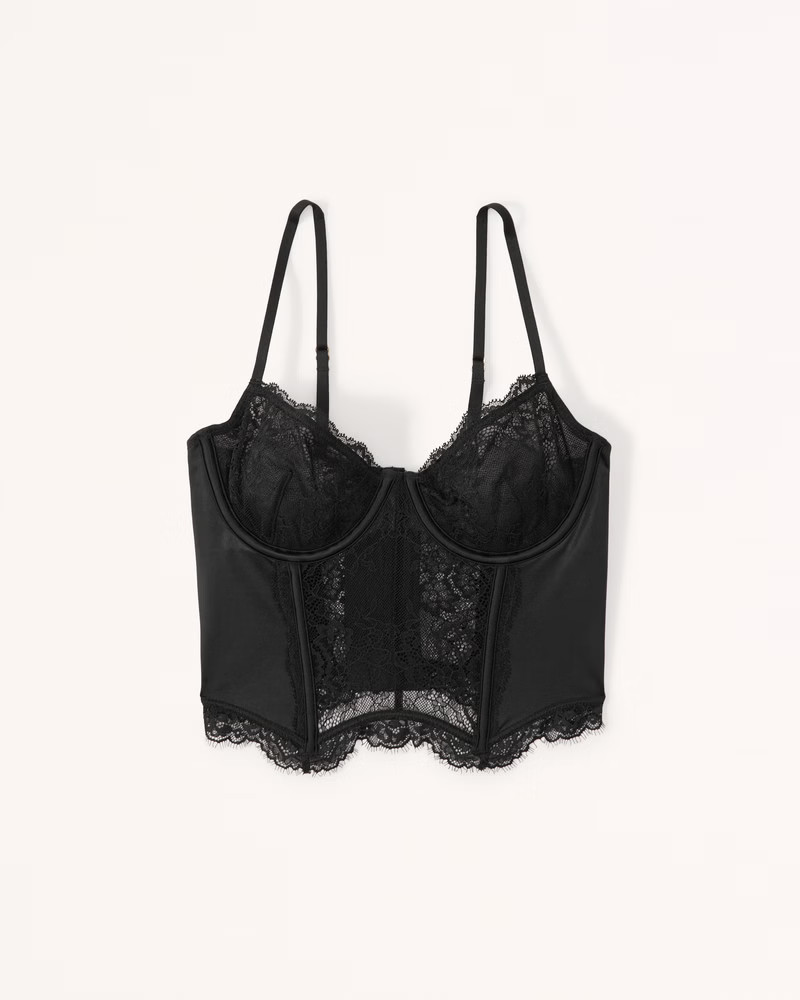 Lace and Satin Balconette Corset | Abercrombie & Fitch (US)