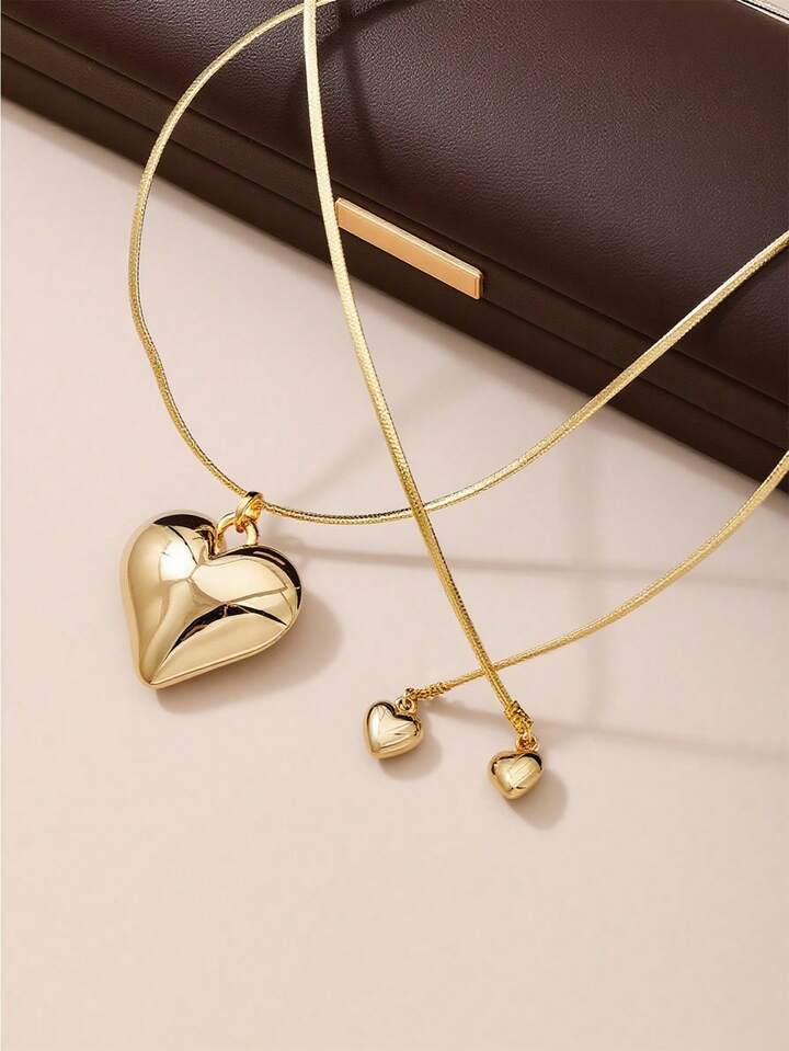 1pc Fashionable Lovely Gold-Color Heart Locket Charm Pendant With Layered Hearts For Women, Suita... | SHEIN