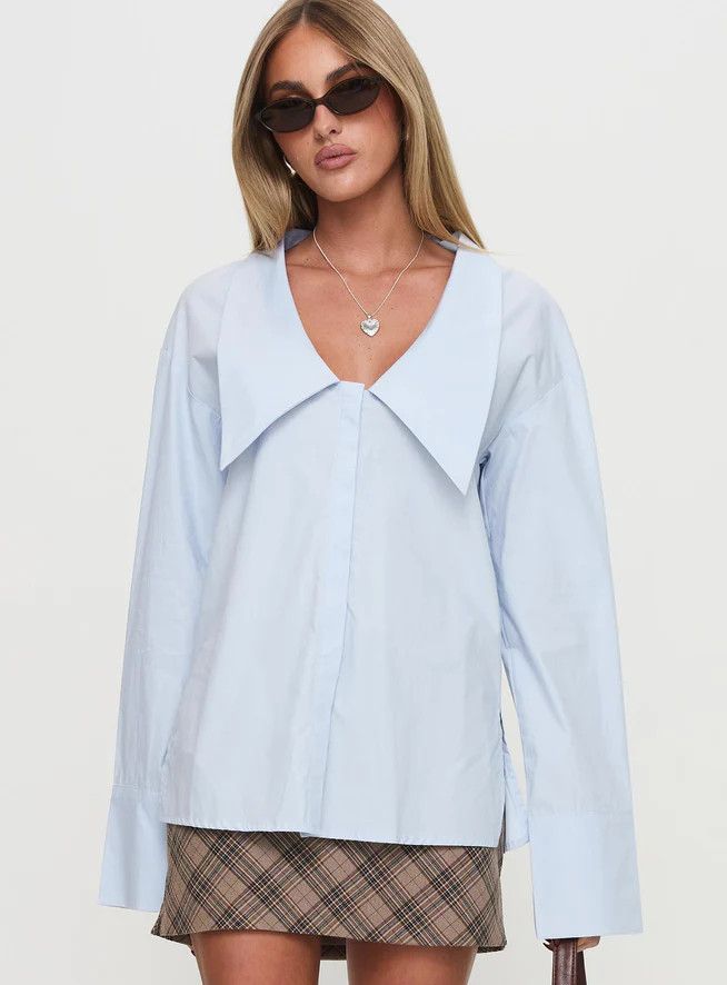 Calistoga Deep Collar Shirt Blue | Princess Polly US