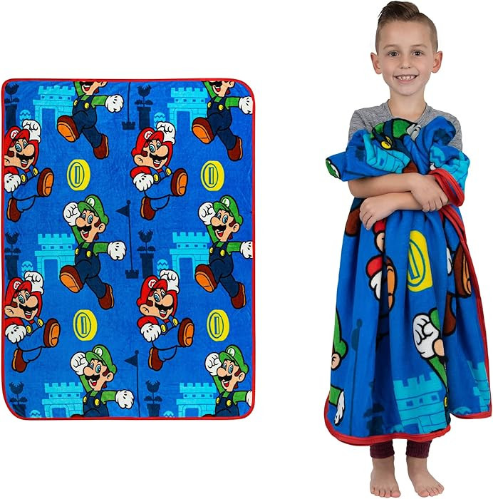 Franco Kids Bedding Super Soft Plush Throw Blanket, 46 in x 60 in, Mario | Amazon (US)