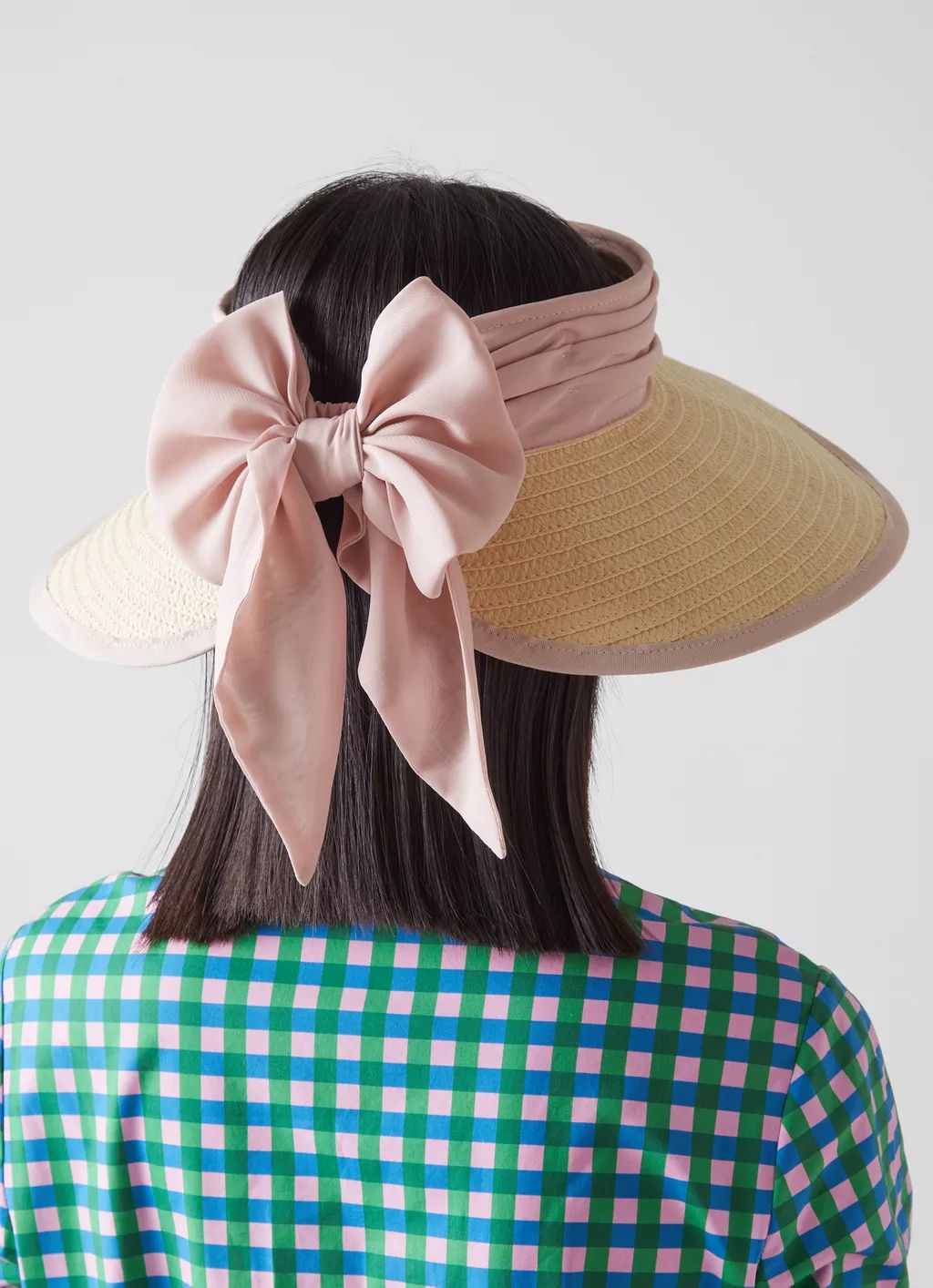 Rosemary Natural Raffia and Pink Bow Visor | L.K. Bennett (UK)